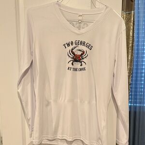 Women’s White Long Sleeve performance Sun Shirt with Crab Design